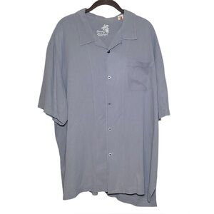 Tommy Bahama 100% Silk Button Up Shirt Men XXL Gray Short Sleeve Pocket
